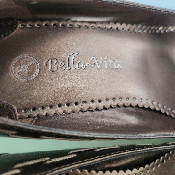 Bella Vita Presto Bronze Kidskin Leather Bow Front Kitten Heels Size 8M - Picture 10 of 12